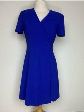 Vintage Preview Collection Women's Blue Short Sleeve Wrap Dress Size 4 Classic